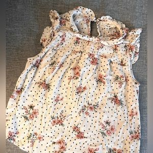 E & M, Floral and Polka Dotted Blouse, Size Small